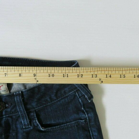 True Religion Stella Jeans Rare Gold Stitched Dark Blue Denim Women's Size 24 - Picture 10 of 11